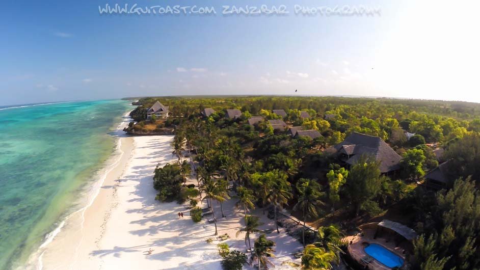 Aerial View of Kichanga lodge from distance zanzibar accommodations deals